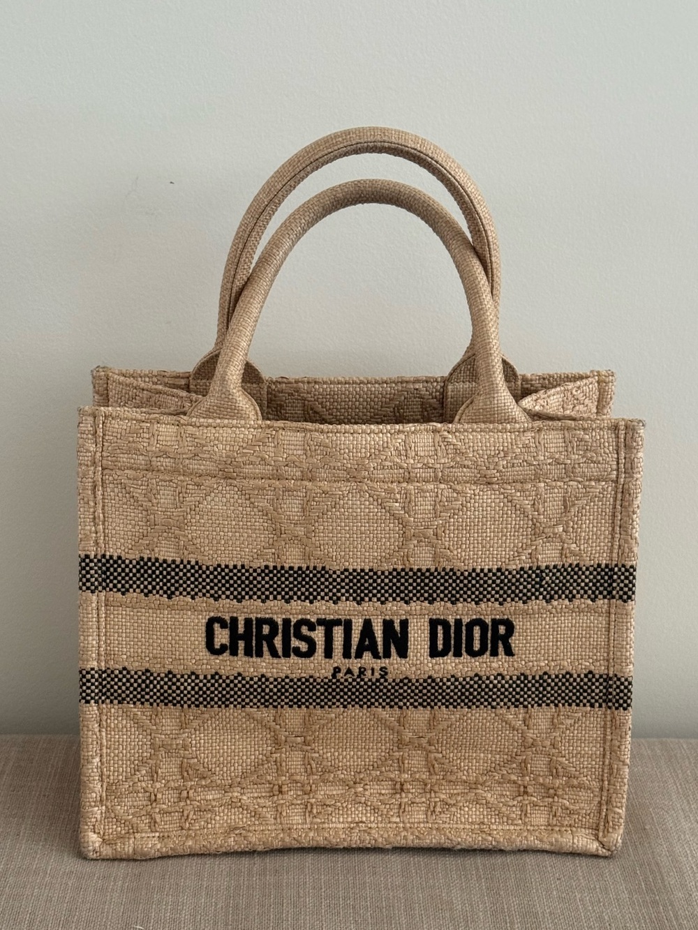 Dior Small Raffia Book Tote